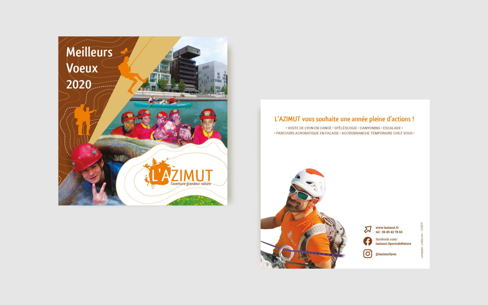 l'azimut lyon carte de voeux 2020, agence de canoë-kayak, spéléologie